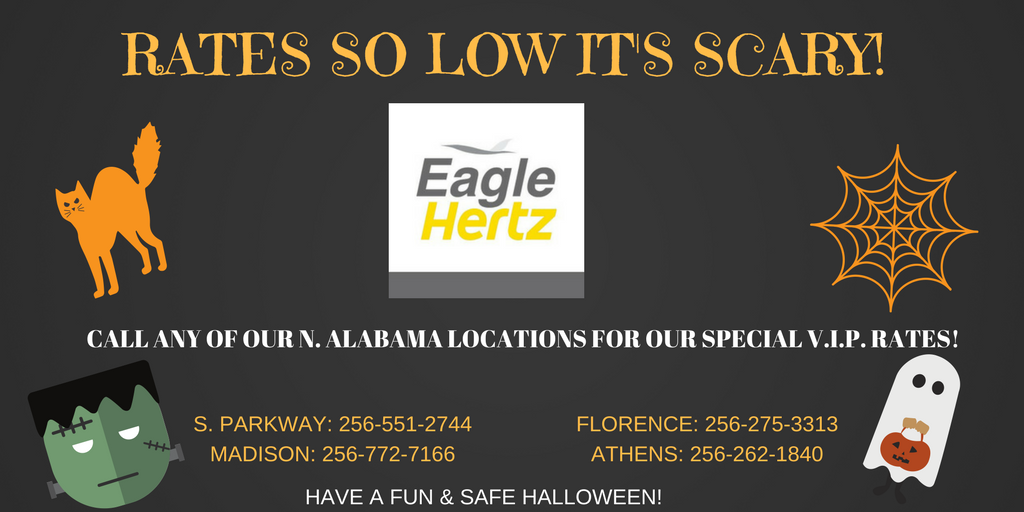 EagleAutoLLC's tweet photo. #Halloween is 1 week away! Have you reserved your #rentalcar to #TrickorTreat? Check out our #VIPRATES in #hsv and the #shoals area! https://t.co/AtR6zP5qaS