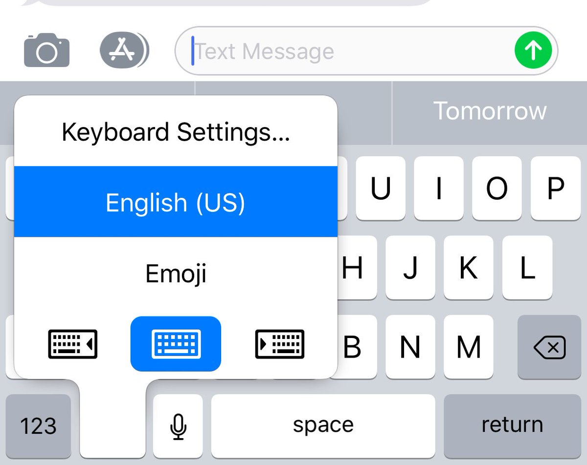hellosmalldog's tweet photo. If you hold down the emoji key you get an option to move your keyboard to the right or left? #iOS11 #appletips #shopsmalldog #todaystip https://t.co/G4s6GSCEPZ