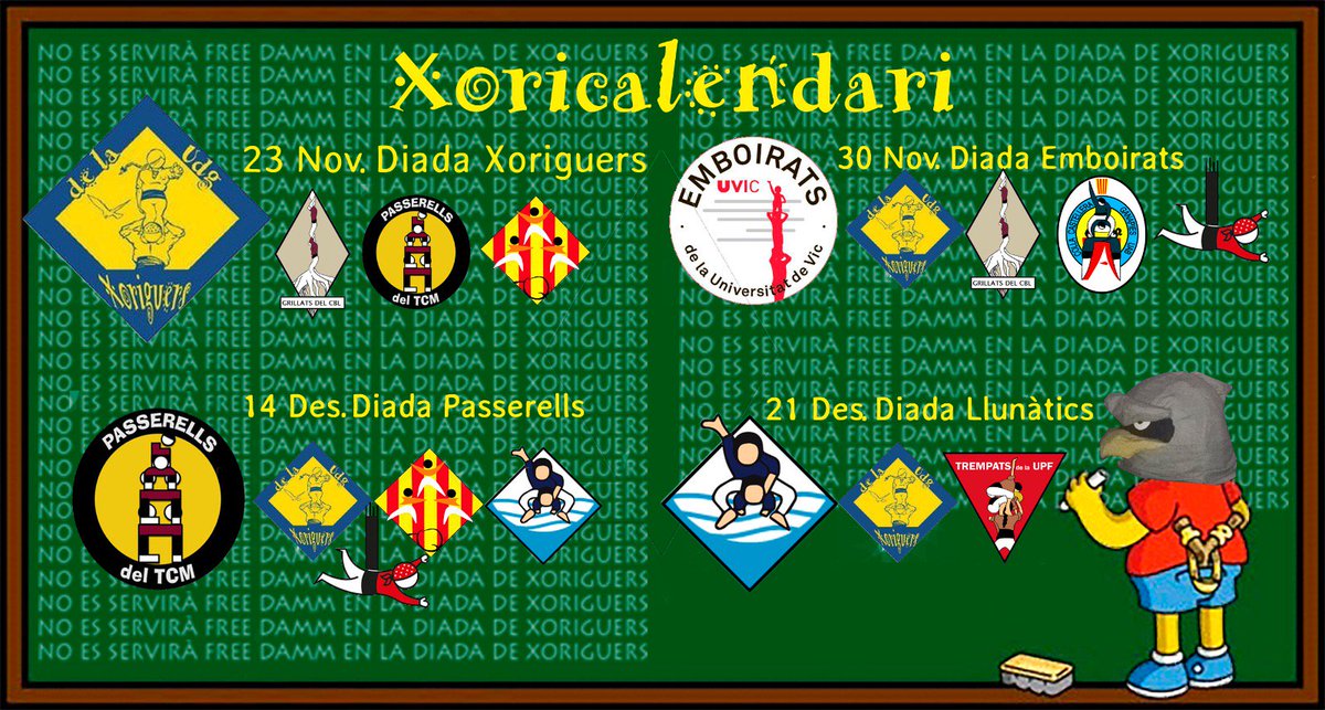 xoriguersudg's tweet photo. Ja tenim aqui el calendari del tram! Amunt colla! #NoEsServiràFreeDamm #XorisReturn https://t.co/RJgw9asmFM