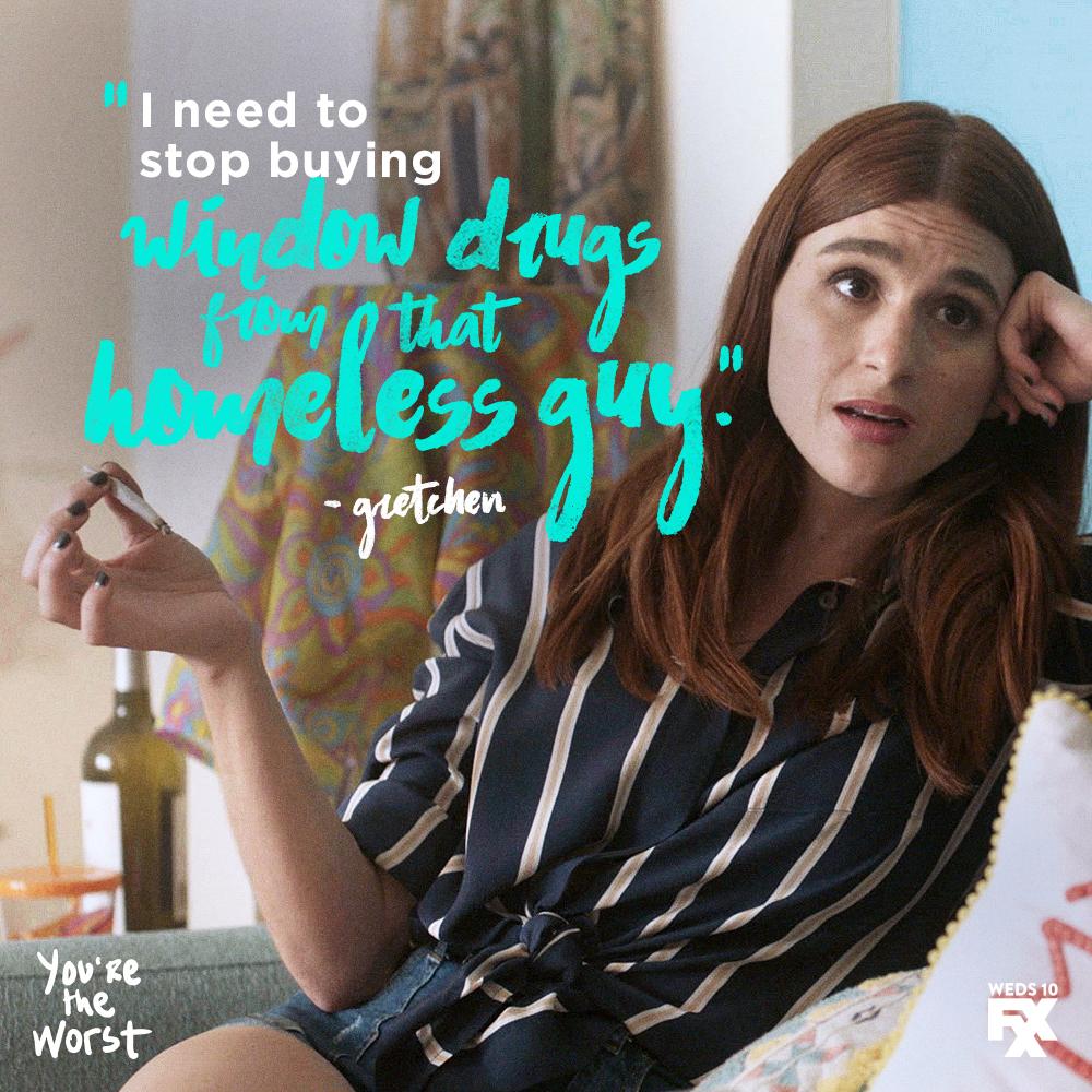 YTWFXX's tweet photo. We don't want to tell you how to live your life Gretch, but yes you should. #YouretheWorst https://t.co/qe4HrYHDq5