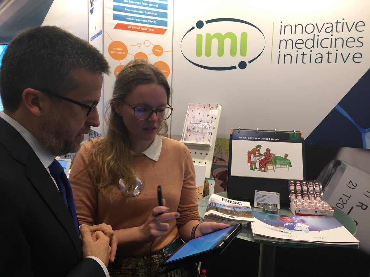 IHIEurope's tweet photo. Commissioner @Moedas gets the Sierra Leone #Ebola vaccine trial experience with an iris scan at #JUs4Innovation https://t.co/3EGgX17yVC