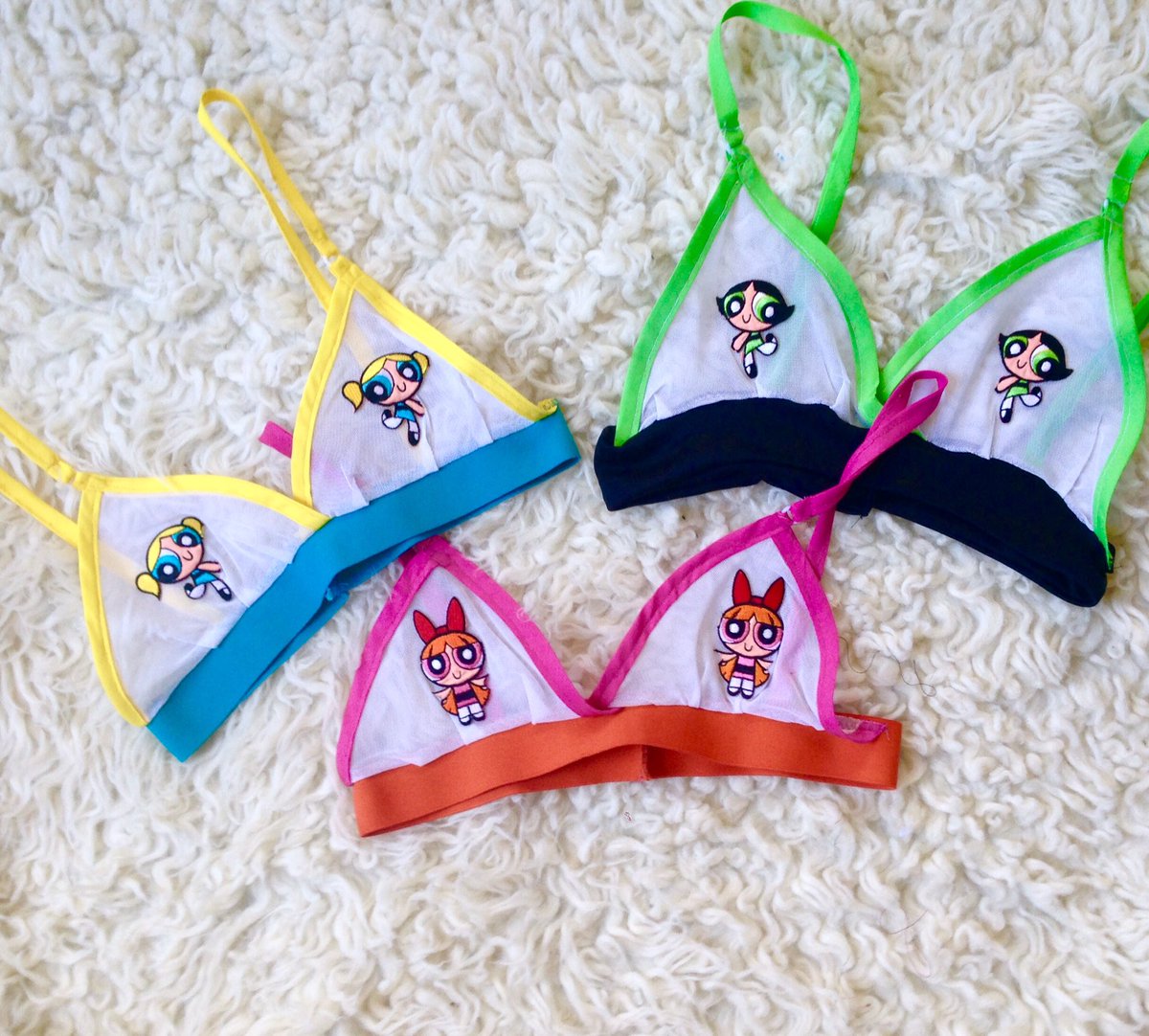 anythg4chelyna's tweet photo. Sugar, spice and everything nice 💫🕷🌹 
dropping this Friday with only two of each available (size 28A-44J)

Which Powerpuff are you? 👀💙💓💚 https://t.co/aI7eKNsGYJ