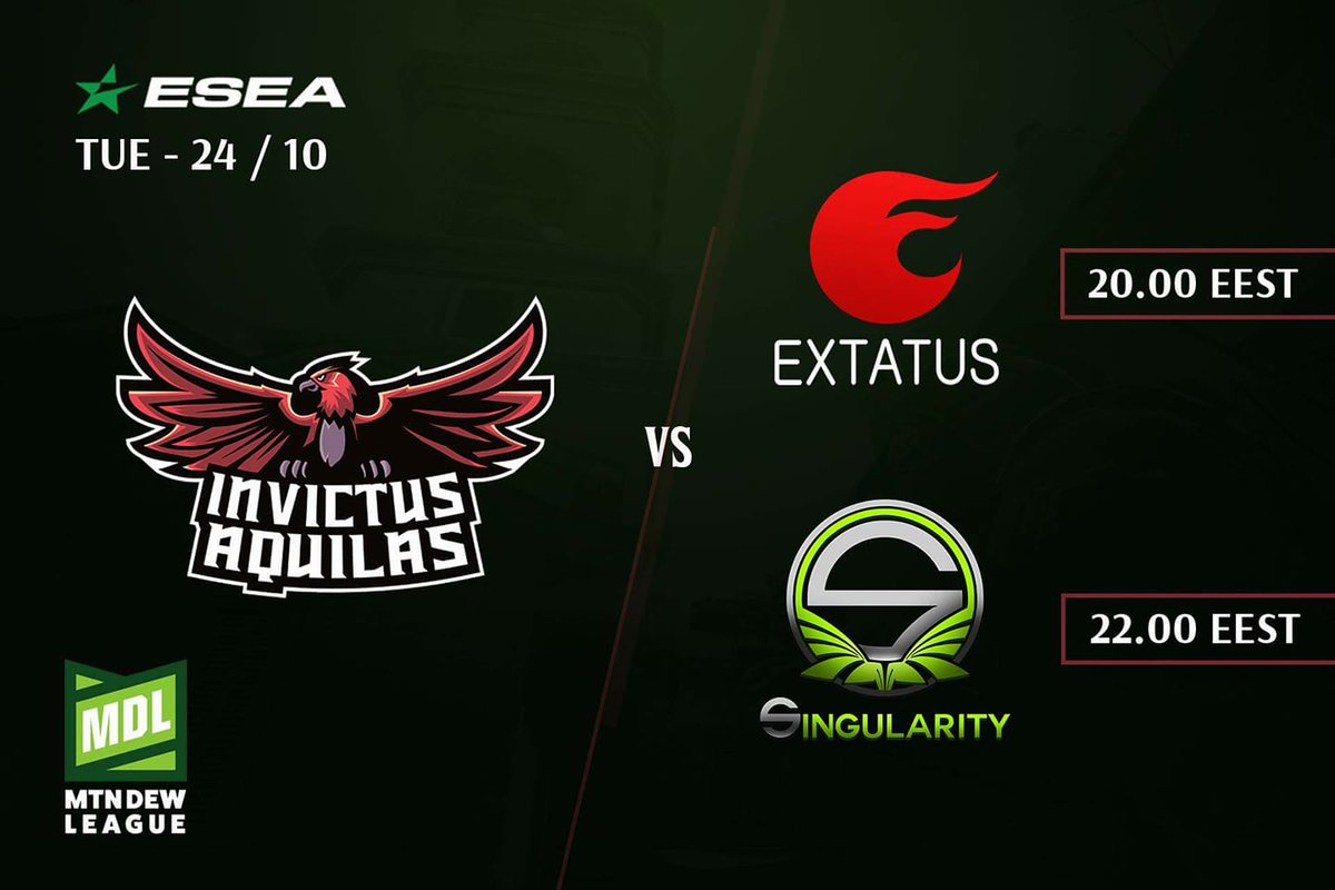 InvictusAquilas's tweet photo. We got important matches tonight in ESEA MDL, against 🇵🇭@eXtatus(20 EEST) and 🇸🇪Team Singularity(22 EEST). Stream: https://t.co/rpVIT6PN0x https://t.co/Pe4bRoa9aj