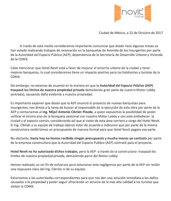 HotelNovit's tweet photo. @ManceraMiguelMX Nada nos apasiona más que el turismo y sentir orgullo de la #CDMX. Hoy pedimos su ayuda #mm sobre negligencia de @aepCDMX  en @HotelNovit https://t.co/AqjDNepT2F