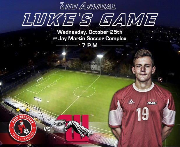 OWUMSOC's tweet photo. REMINDER! Luke’s Game is tomorrow night at 7PM! All proceeds from the game will be donated to the Luke Gabbert Memorial Fund! #LG19 https://t.co/msUem482OP