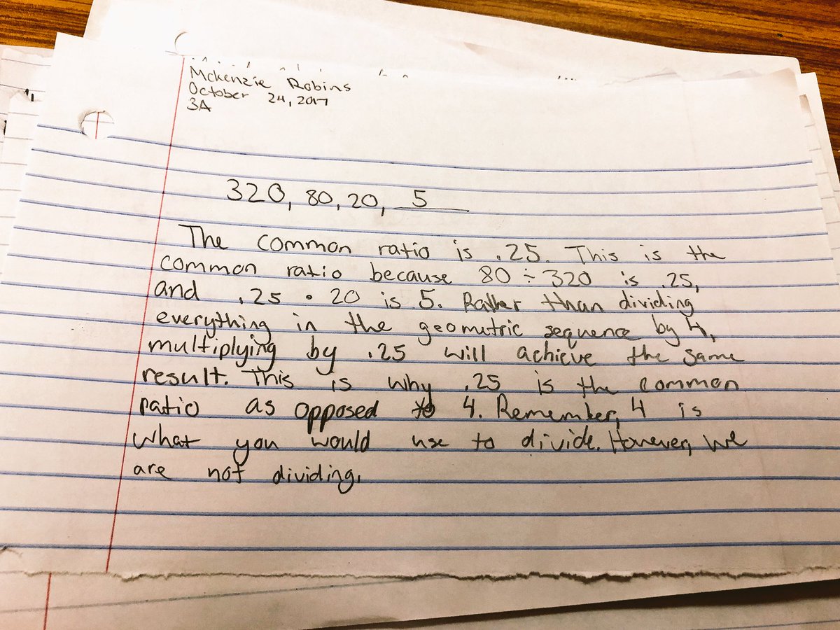 EricaFritzPAMS's tweet photo. Who knew 🤷🏽♀️ you could write a #PantherPowerParagraph in math class? #geometricsequences #exitticket #commonratio 🔢 @PAMSPanthers https://t.co/wSNsj0Egvt