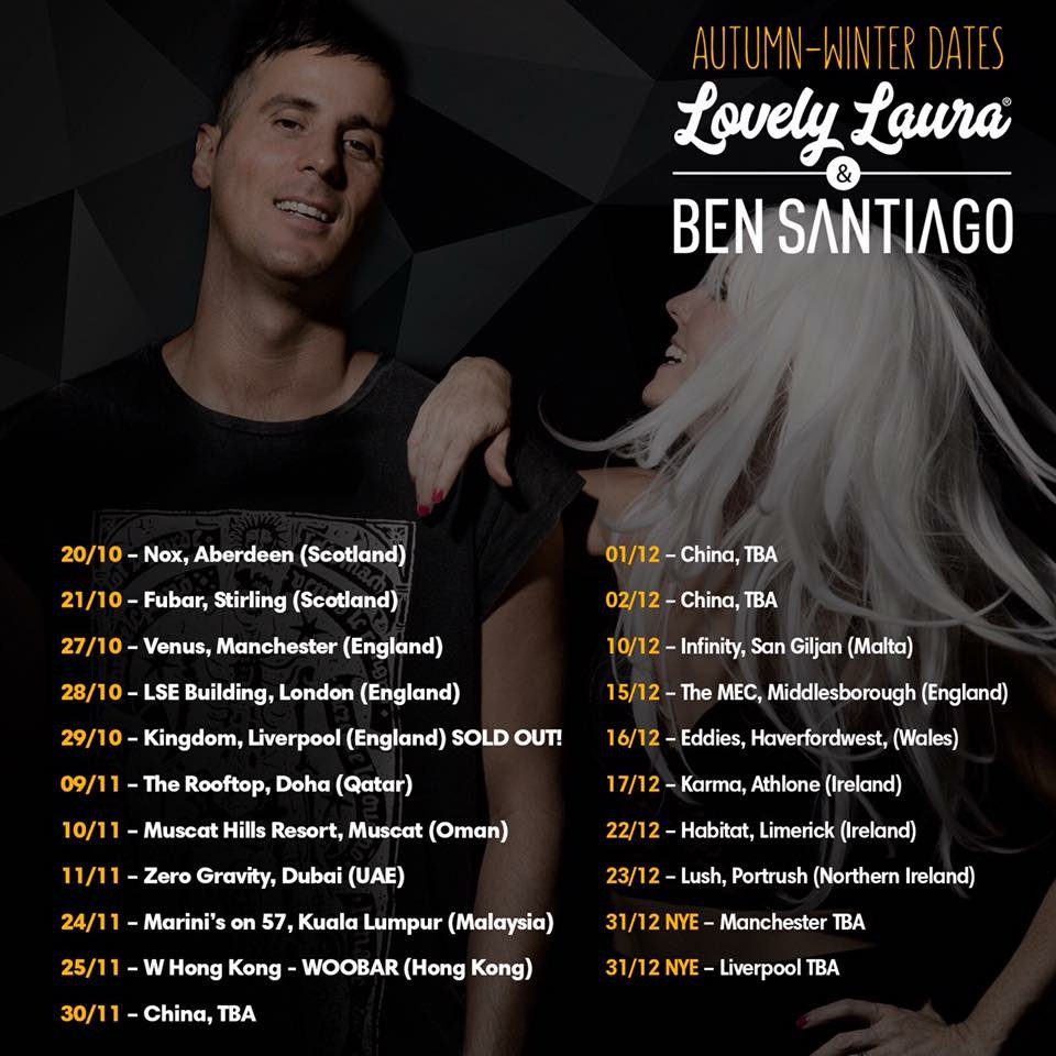 Autumn and winter world tour dates for lovely Laura and I...

#tour #dj #ibiza