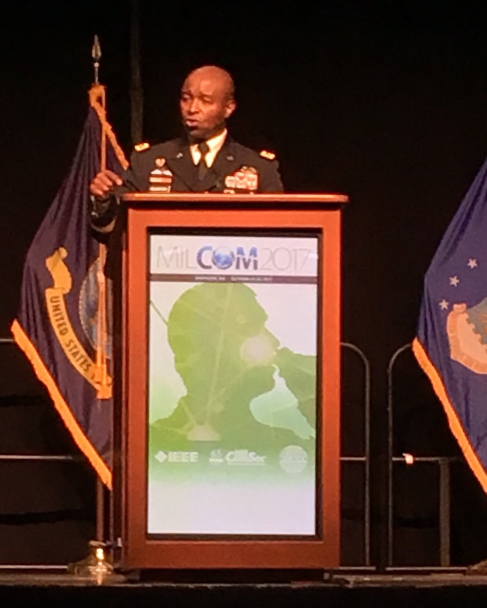 lewisshepherd's tweet photo. Keynoter @ArmyCIOG6 LTG Crawford @afcea #milcom2017: “First one to the whiteboard with the best idea wins.” Gave shoutout to @thomassasala. https://t.co/TGYbLdlAj1