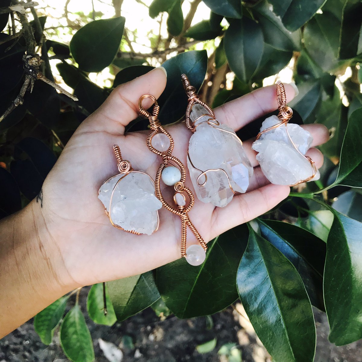 JGODDESSJEWELS's tweet photo. I have these 4 Pendants wrapped in copper / prices vary + free shipping. I will place them on cord as well.
Let me know if you're interested https://t.co/fDtH0F63Li