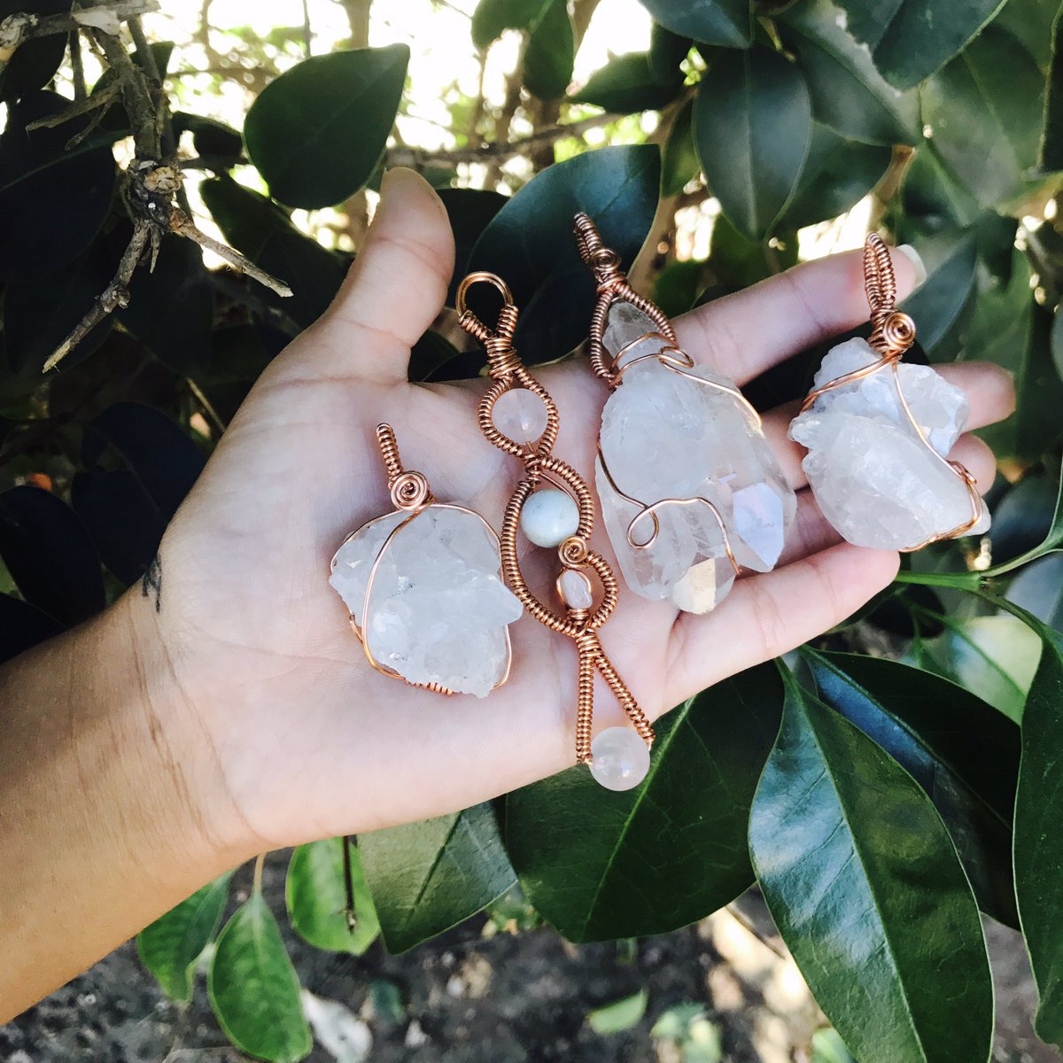 JGODDESSJEWELS's tweet photo. I have these 4 Pendants wrapped in copper / prices vary + free shipping. I will place them on cord as well.
Let me know if you're interested https://t.co/fDtH0F63Li