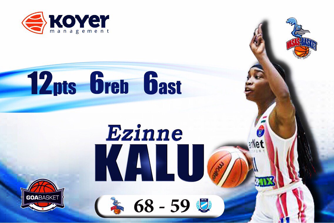 koyersport's tweet photo. .@_Ezuhhnae23 led Vasas Akademia to one more win in strong Hungarian 🇭🇺league 12pts/6rb/6as v MTK! Ezinne Kalu-true leader #KOYER #GoaBasket https://t.co/qSNMDLn8BK