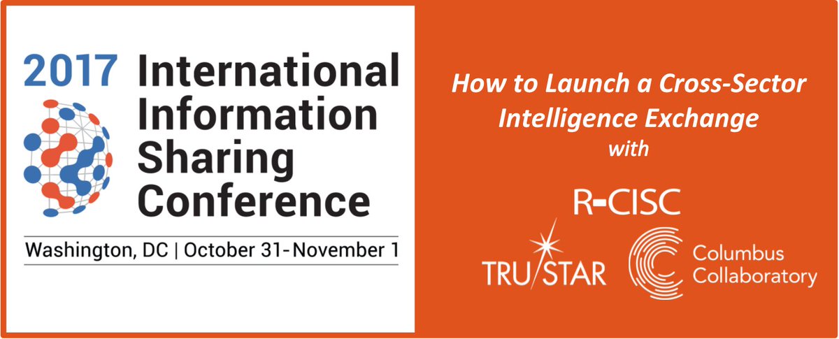 trustartech's tweet photo. Learn how threat intelligence leaders @RetailCISC @cbuscollab stood up major exchange networks. Register: https://t.co/5jVXaamten #IISC2017 https://t.co/FaYck0Hcbd