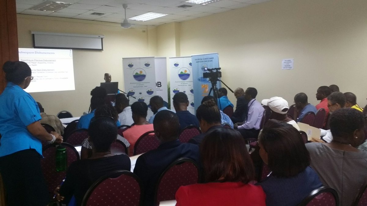The_EFJ's tweet photo. Orientation session for grantees in progress with our Programme Officers. #SCCAF #ClimateChange @APFMPPCR1 @Caribclimateact @IDB_Caribbean https://t.co/Qski1ZfgPn