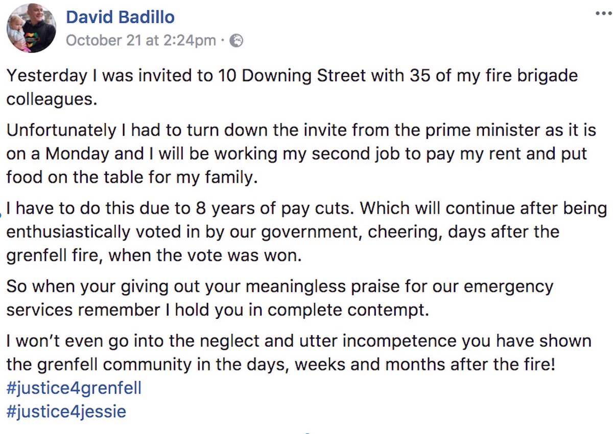 cabinetmillion's tweet photo. Courageous fireman #DavidBadillo tells it as it is #justice4grenfell #JusticeForGrenfell https://t.co/bIUX34ktD4