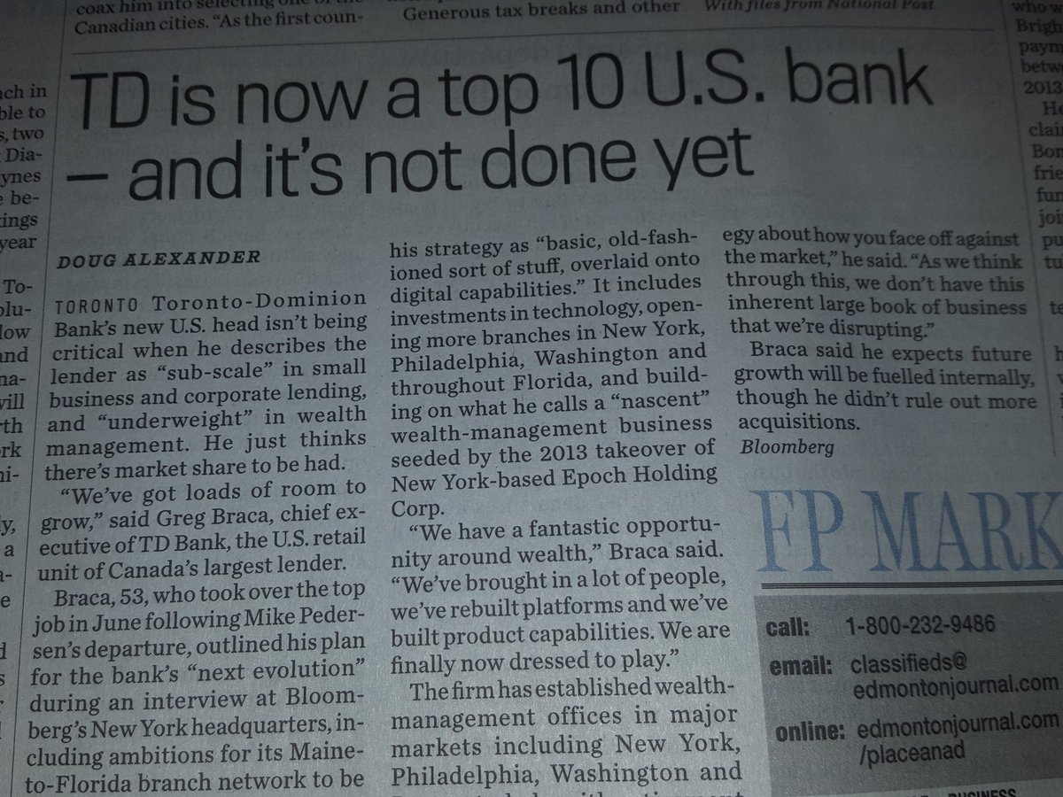Nice read to start the day!  Top Ten U.S. Bank and not done yet!  TD Proud!  @Lcolangelo_TD @robertghazal_TD <a href="/AnnechristineG/">Anne-Christine Gagné</a> @AbbasPanju_TD