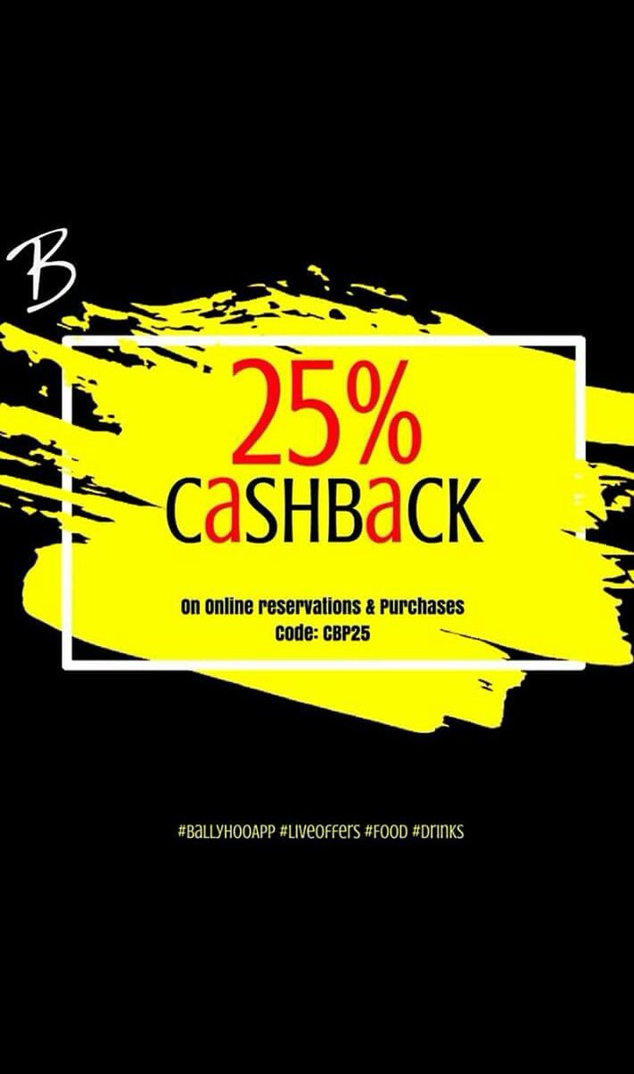 Anamika93817250's tweet photo. 25% Cashback on every purchase & reservations with #BallyhooApp #LiveOffers #Food #Drinks https://t.co/NqljPOQ49p