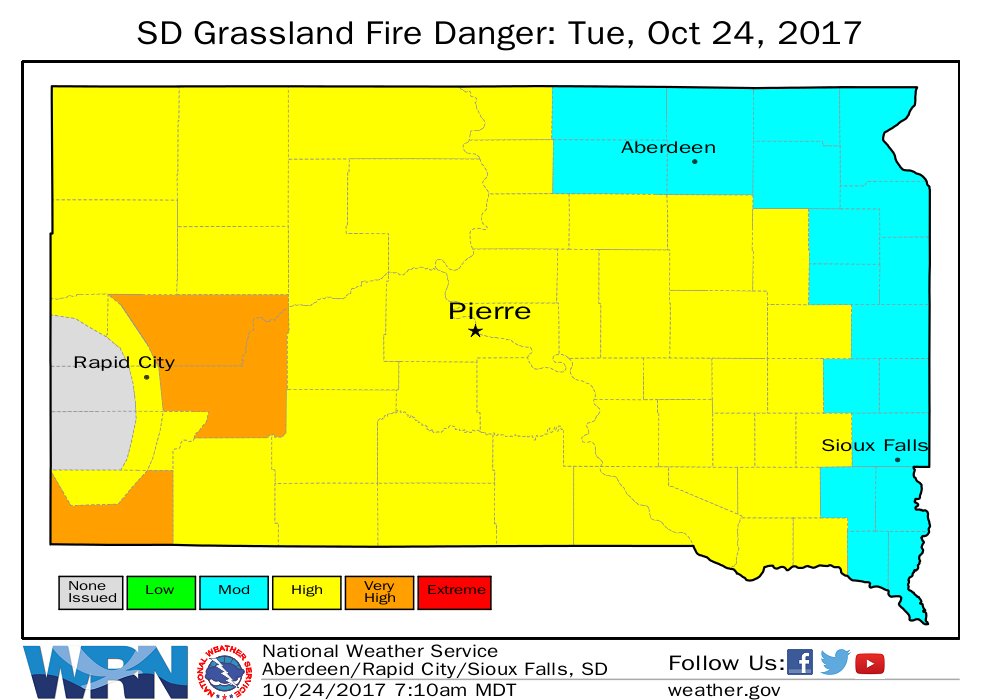 hydecoem's tweet photo. The Fire Danger is high again today with warm temps and NW winds. Please be extra cautious with any outdoor activities and harvest. #SDwx https://t.co/ycY8tyRXeL