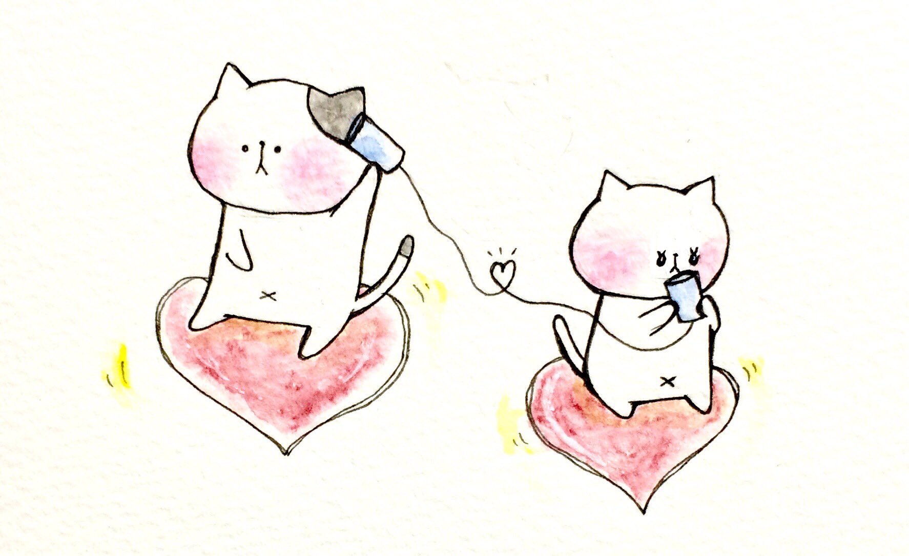 おこにゃん 声をきくだけで幸せ 糸電話 声 幸せ ラブラブ 猫 ネコ ねこ イラスト 可愛い 1日1絵 癒し 手描き 絵描きさんと繋がりたい イラスト好きな人と繋がりたい お絵かき部 Cats T Co 5txsay41xt Twitter
