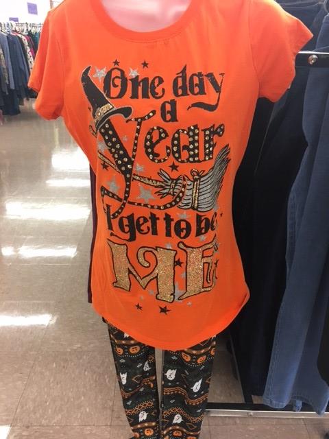 One day a year you get to to be you! Come in for $2 costumes, shirts, and bottoms. #lastminute #halloweencostume