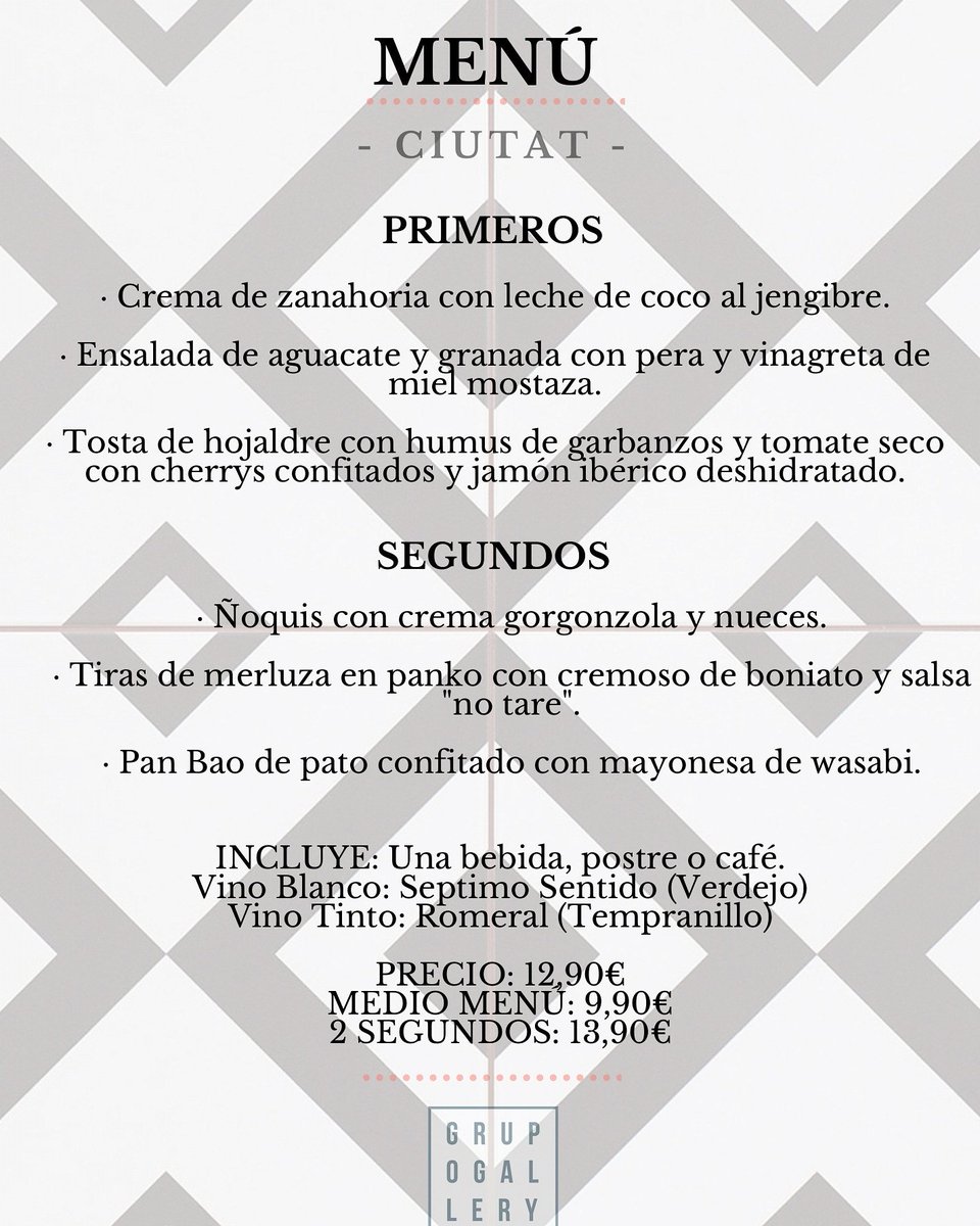 CiutatPCGALLERY's tweet photo. Aquí os dejamos el menú de esta semana! Haz tu reserva en el 971 21 43 81. https://t.co/EYA9f1RrMI