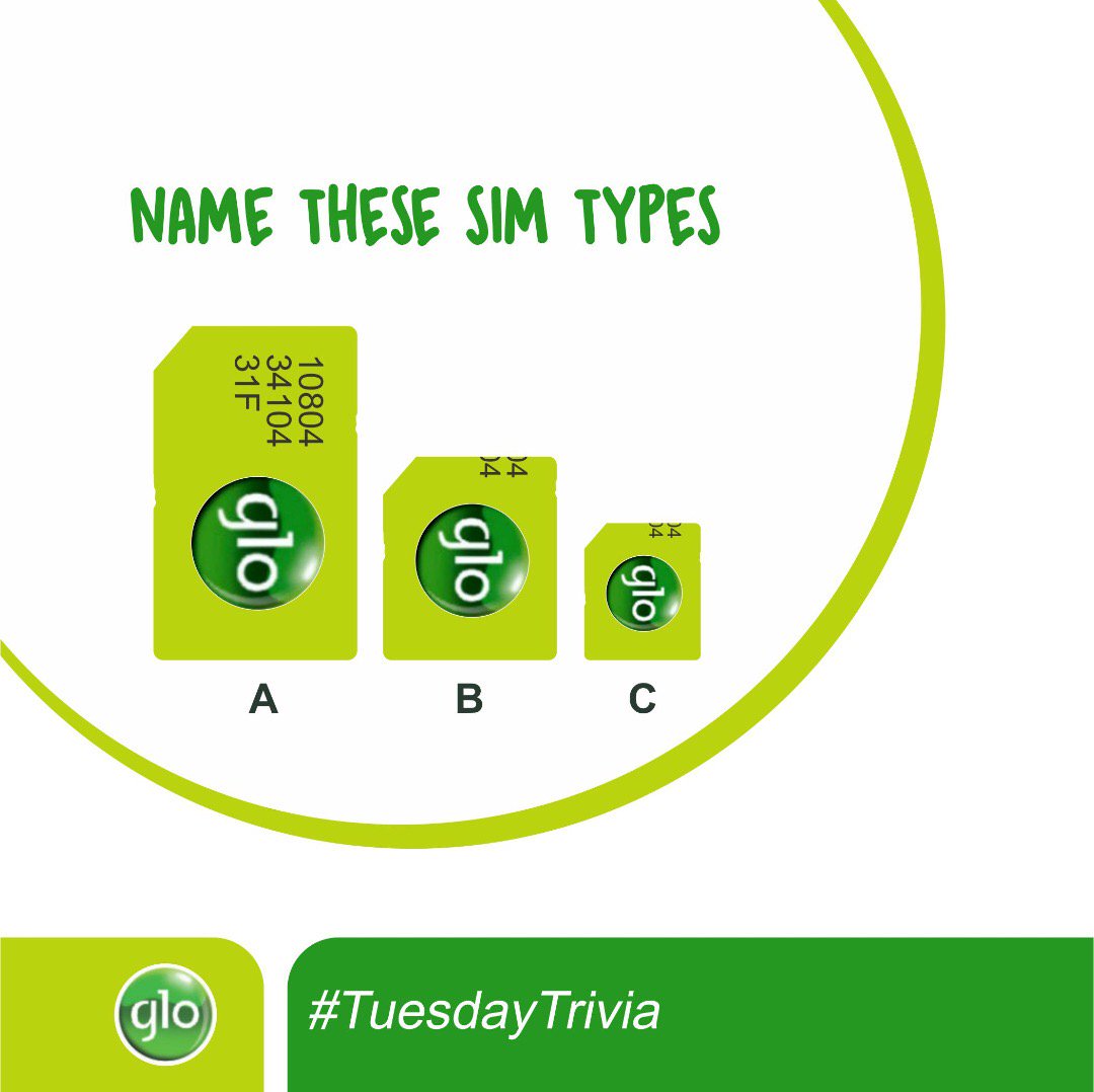 Glo Nigeria The Evolution Of Sim Cards Name Them First Correct Answer Wins N1 000 Free Recharge Card Tuesdaytrivia