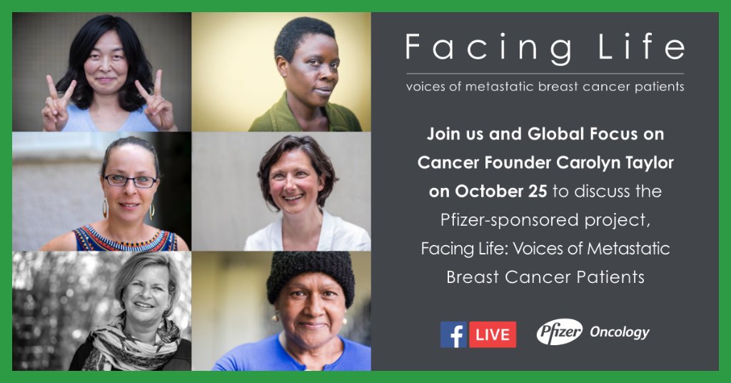 pfizer's tweet photo. Join us on Facebook LIVE tomorrow w/ @GFC_orgโs Carolyn Taylor to hear about her global #metastaticBC photo project #BCAM #MBCVision https://t.co/POriHqsQkF