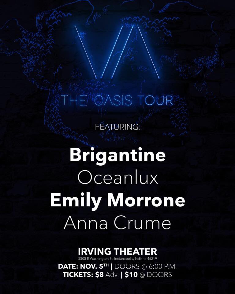 OceanluxBand's tweet photo. Come hangout November 5th at the Irving Theatre with VISTA, Brigantine, Emily Morrone, and Anna Crume. https://t.co/mnJG8EIQRd