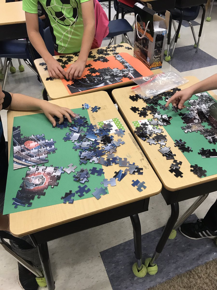 asant_7's tweet image. Puzzle club using their problem solving skills!  @PoplinPrincipal @PoplinAP