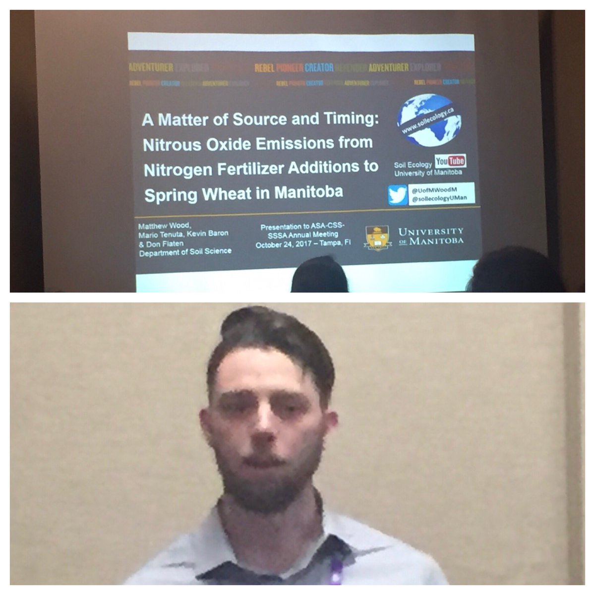 MSc student Matt Wood presenting on his EEF N work to reduce N2O emissions. ENtrench and SuperU were very effective