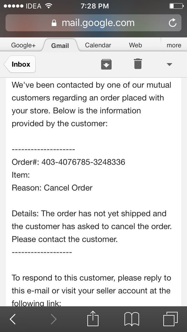 AnishaR5's tweet photo. @amazonIN I had ordered cricket gloves two days ago and then i received a mail saying i had requested a cancellation even though i did not. I had already paid for the order online. Please help me with this problem. https://t.co/UzZHlLvyJ6