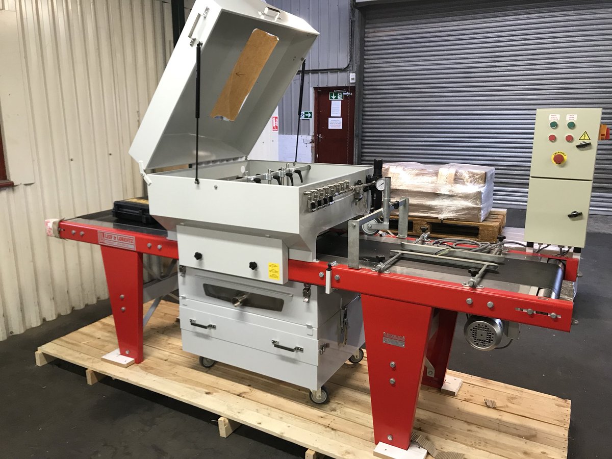 New lacquer spray line ready to be installed. I wonder if the guys can stack 150 metres a minute into the new curing oven? #flooringtrims