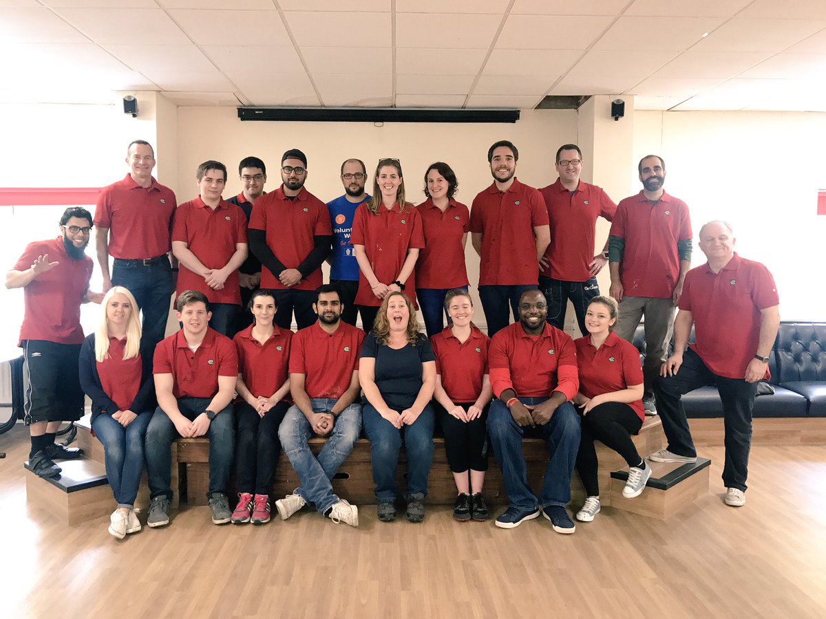 Chloe_Best's tweet photo. Spent today painting walls and chair frames at The Royal British Legion community centre! Go team ERAC! 💚 #givingback #values #charity #EU99 https://t.co/WX5r9pVs6c