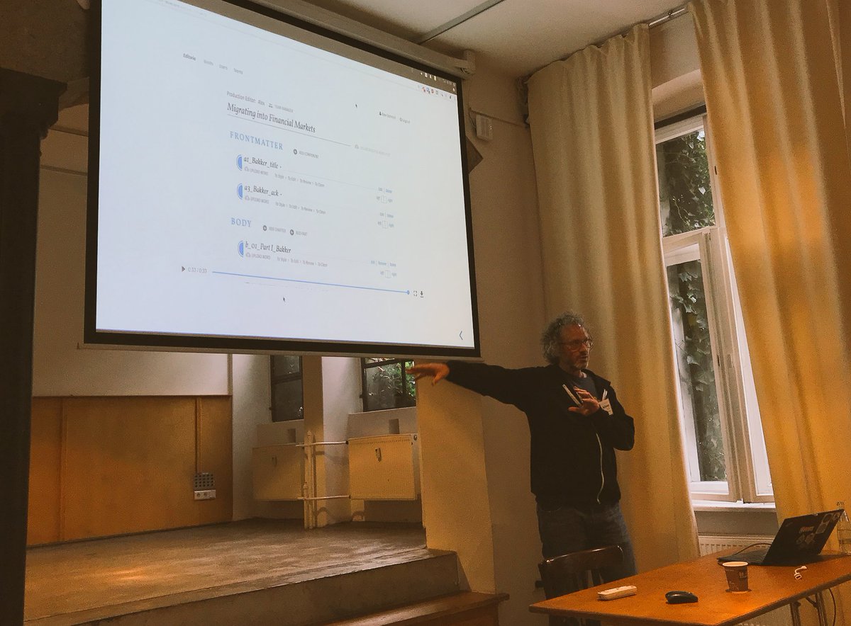 UC3CDL's tweet image. Adam Hyde from @CokoFoundation talking through how @EditoriaPub uses INK for recipe-based conversions   #osbazaar