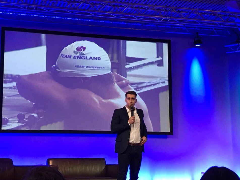 Swim_England's tweet photo. @whitehead_adam shared his swimming story and talked about behaviour change #swimsummit https://t.co/cuBlUomK0u