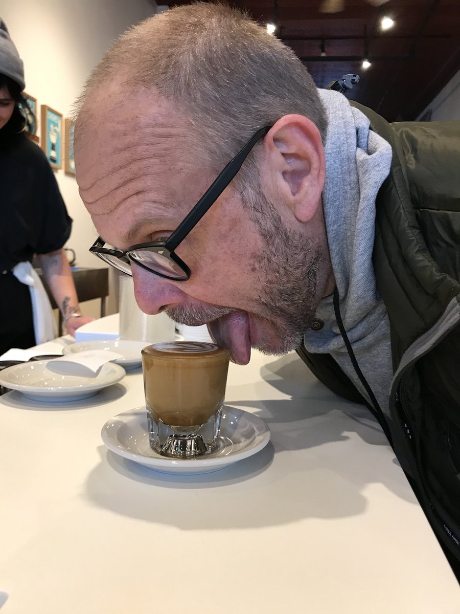 altonbrown's tweet photo. First (much needed) cortado of the day. #wontbemylast #PressCoffeeBar #ABRoadEatsDayton https://t.co/8foHQrhgEt