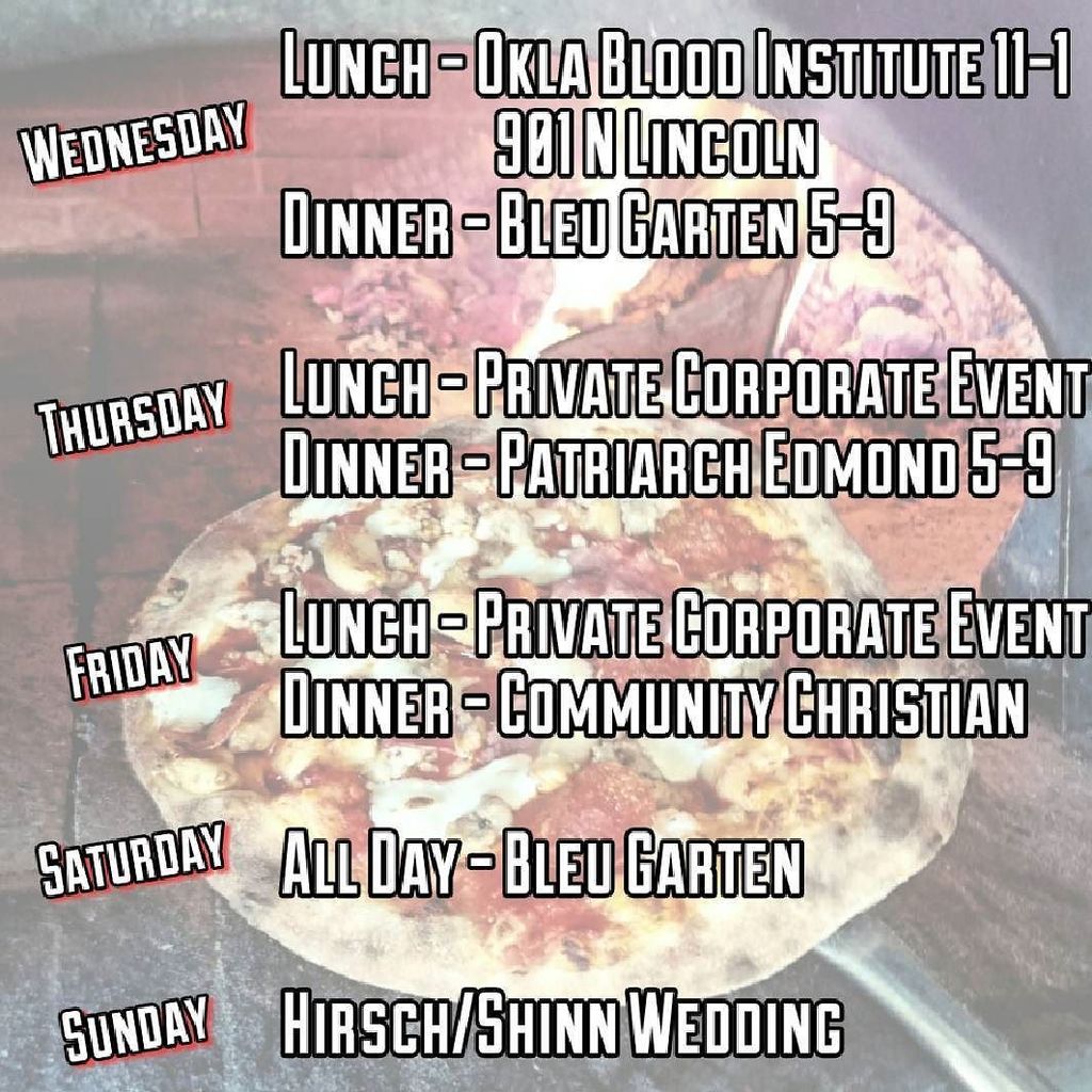 SauceeSicilian's tweet photo. Schedule For The Week Saucee Heads #WoodFiredPizza #CallAFoodTruck #FoodTruck #GetSaucee #SauceandBalls #OKCFoodTruck #SauceeSicilian #OKCF… https://t.co/qB01pS3enu