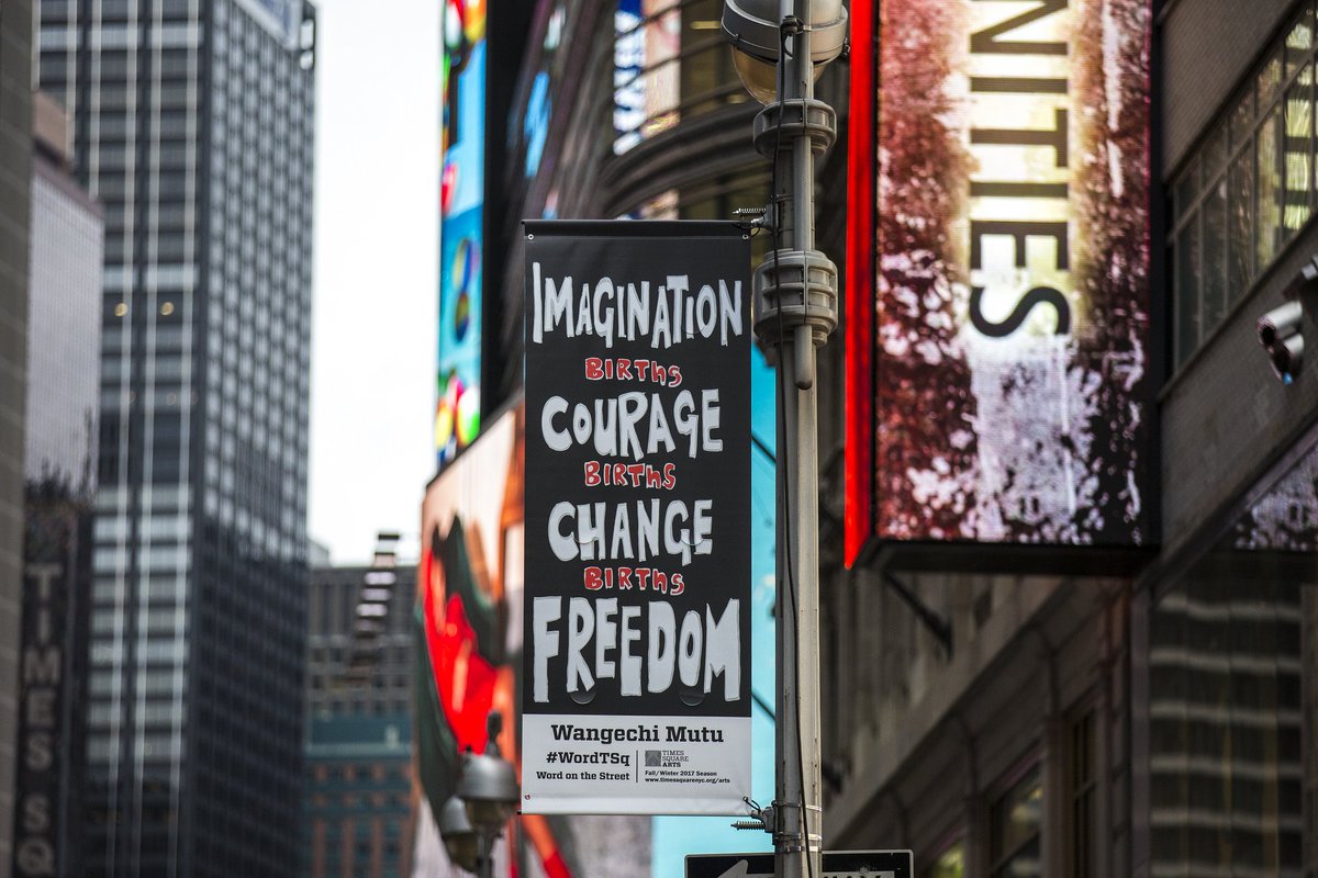 TimesSquareNYC's tweet photo. Look up to see powerful words & art by female artists in #TimesSquare as part of the public art exhibit #WordTSq. #TuesdayThoughts https://t.co/1pAglvIazh