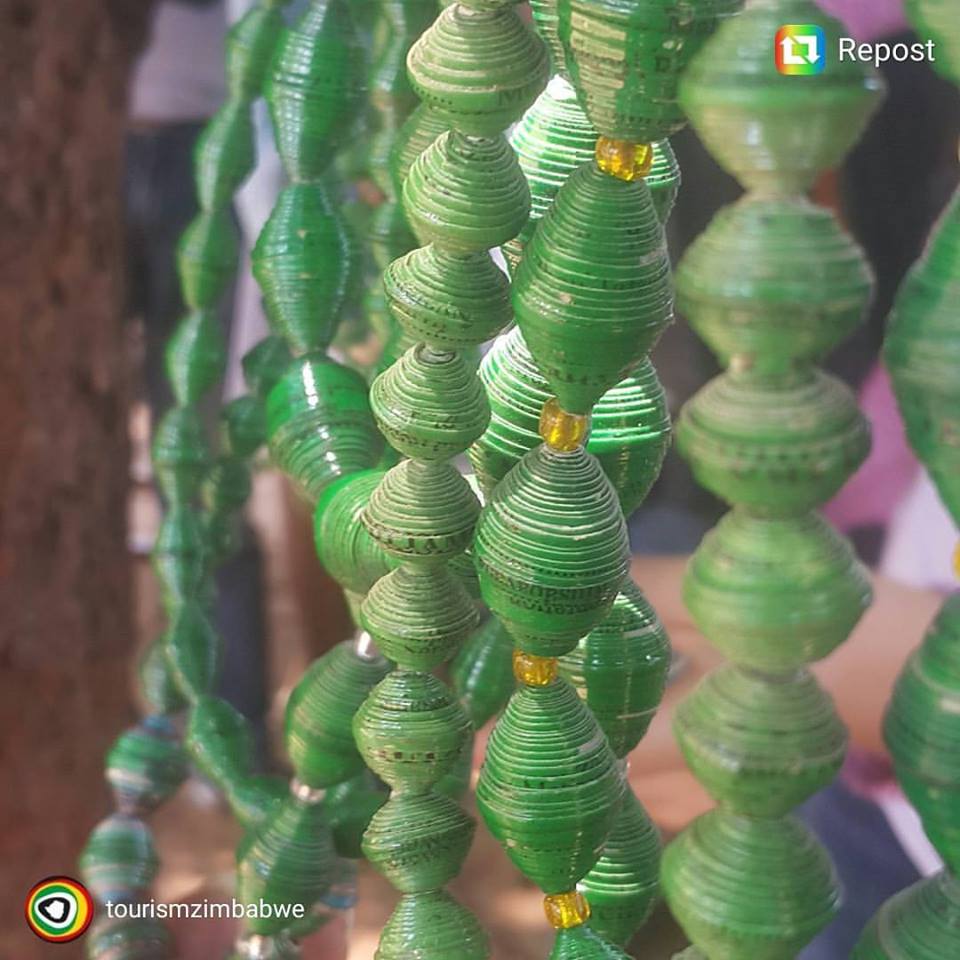 Destination_Zim's tweet photo. #Bracelets &amp; #necklaces skillfully made from #recycled strips of #magazinepaper by #localcommunities in #HwangeNationalPark #visitZimbabwe https://t.co/xmObb9w0RE