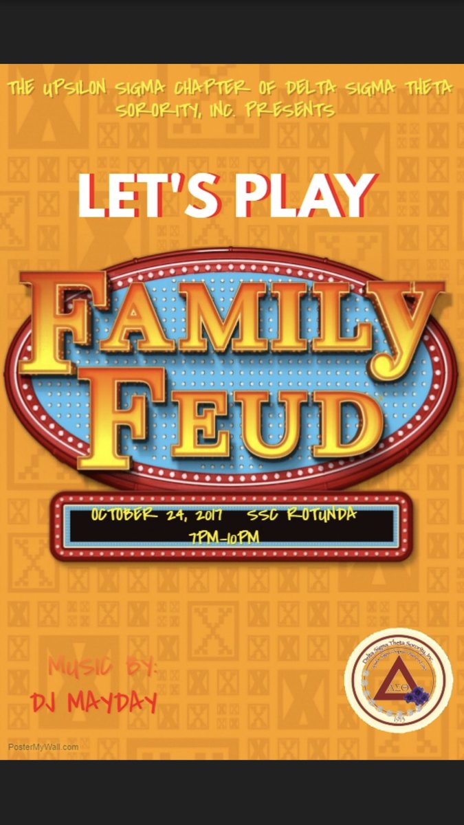 PBnSHELLY_'s tweet photo. LETS PLAY FAMILY FEUD! COME OWT TODAY @ 7 in the SSC! GOOD TIMES, GOOD PEOPLE AND GOOD VIBES ❤️ #YSigDeltaWeek ❤️#STAYUPSILONSIGMA #UMES https://t.co/6RsVwn6gWN