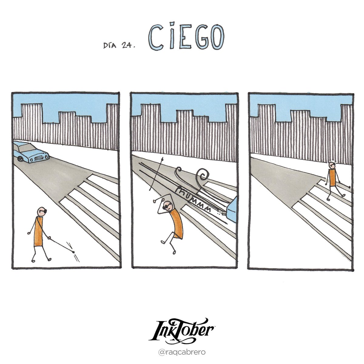 raqcabrero's tweet photo. Día 24: Ciego. Contando sencillas historias visuales para #inktober #inktober2017 con #visualthinking #storytelling #visualtelling https://t.co/6vxDxC7eE1