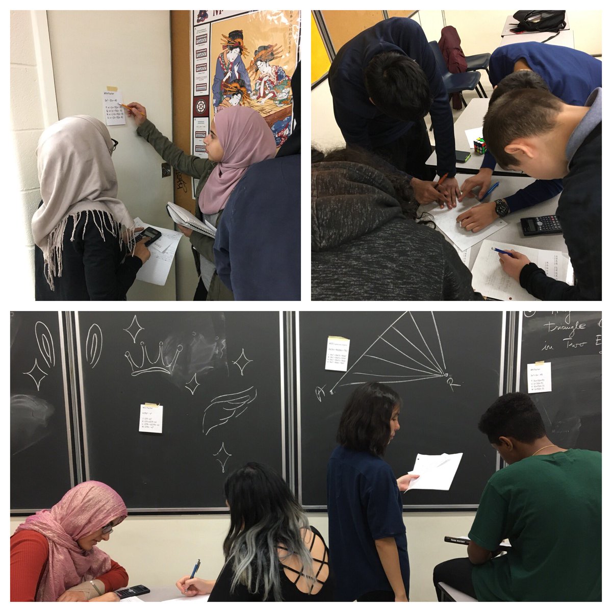 MichLackieAllen's tweet photo. Making math fun today with a factoring scavenger hunt. Can they crack the code?? #collaboration #math #letsmakemathfun https://t.co/rLvcUBSMWX