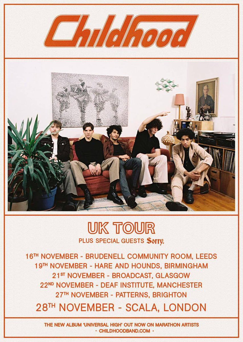 our buds <a href="/sorrybanduk/">SORRY</a> will be joining us for every date of the universal high tour! get acquainted here: thefader.com/2017/10/18/sor…
