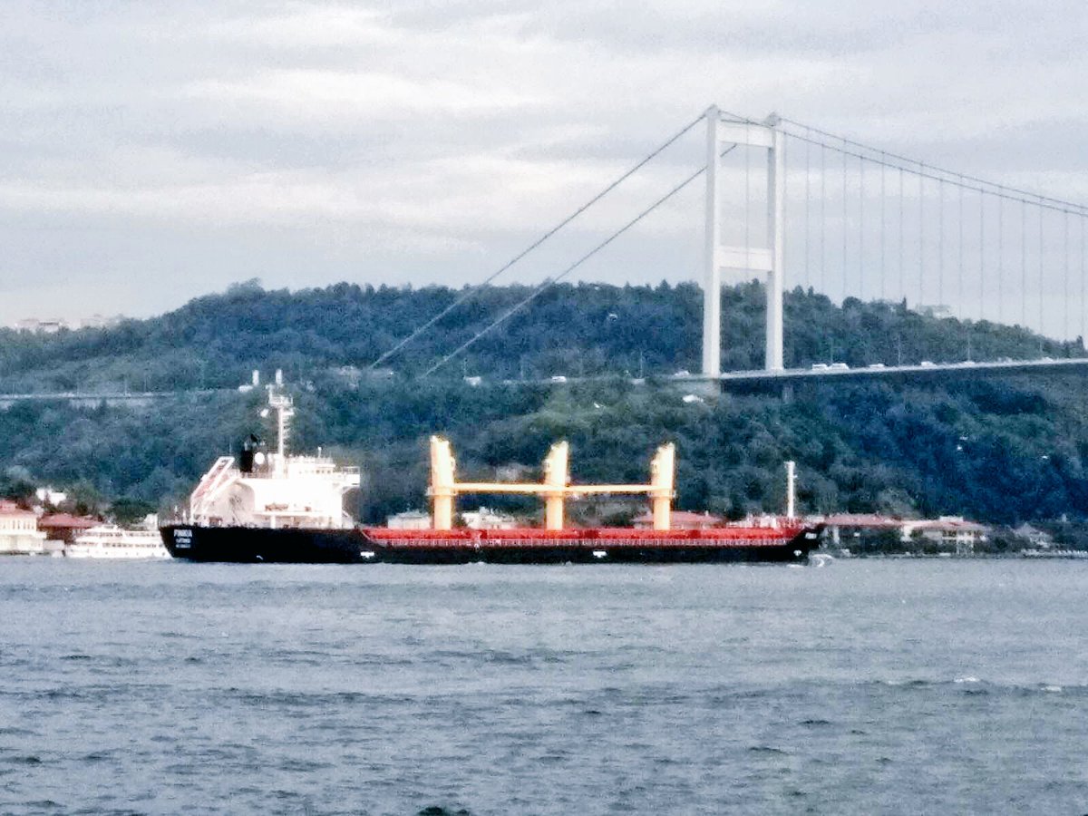 From Constanta #Syria Govmnt owned SYRIAMAR's bulk carrier Finikia transits Med-bound Bosphorus en route to #Tartus. AIS falsified to Beirut