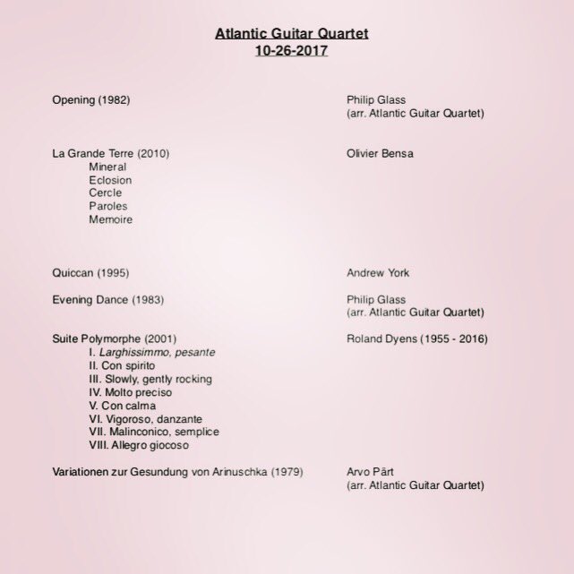 Atlanticgq's tweet photo. Our program for this Thursdays concert. This concert is free and open to the public. Carroll Community College 7:30pm  #guitarmusic https://t.co/jqkG44h97K