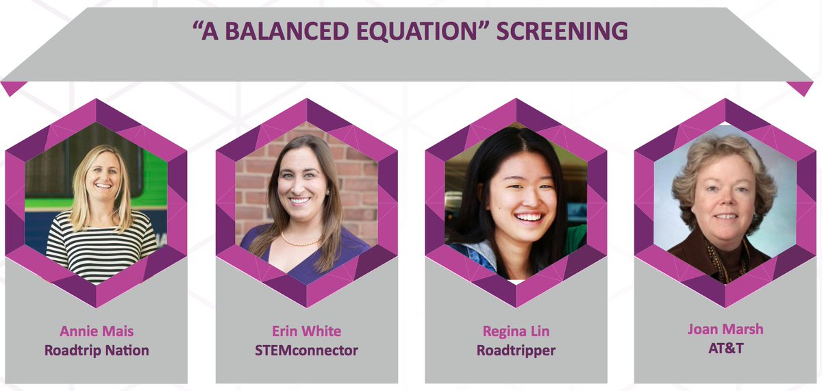 MillionWMentors's tweet photo. The @RoadtripNation panel is now up following the #ABalancedEquation screening w/ @erinwhitedc @anniemais & Joan Marsh @ATT #MWMSummit2017 https://t.co/AGD7pTZYnf