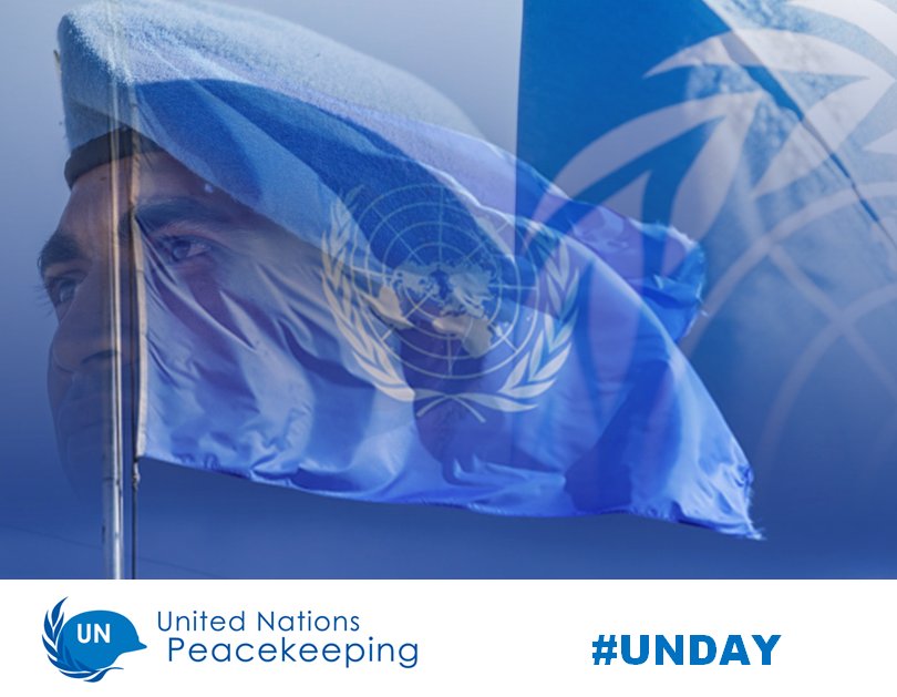 UNPeacekeeping's tweet photo. The @UN flag and emblem are symbols of hope and peace. Join us in celebrating #UNDay: https://t.co/z8k2l9eNNe https://t.co/JZGGhn88eD