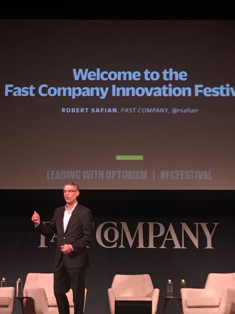 #FCFestival opening by editor <a href="/rsafian/">Robert Safian</a> on the importance of leading with optimism &amp; using biz as a vehicle to advance progress in the world