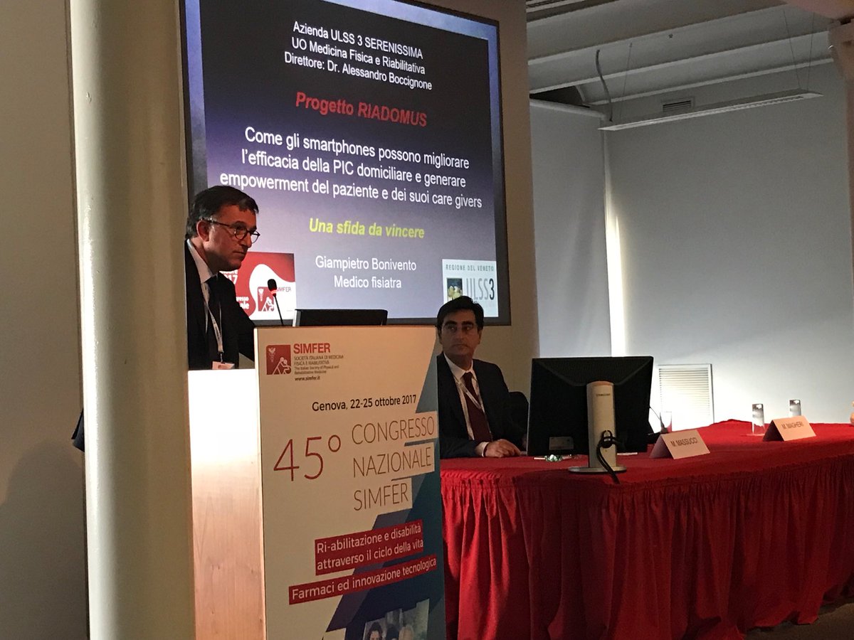 simfer's tweet photo. Lo smartphone strumento per coordinare l’intervento riabilitativo territoriale a Venezia, 36% casi condivisi, Dott. G. Bonivento #simfer17 https://t.co/W10kl7sClp