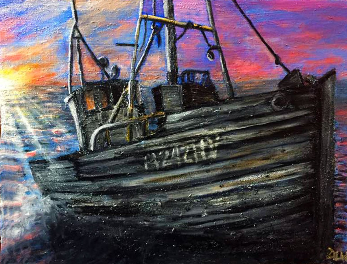 Dwolfdesigns's tweet photo. #oldfishingvessel #nautical #boat #ocean #oilpainting #newengland #dwolfdesigns #deblwolf #artforsale #sunset https://t.co/GspFDQeNmM