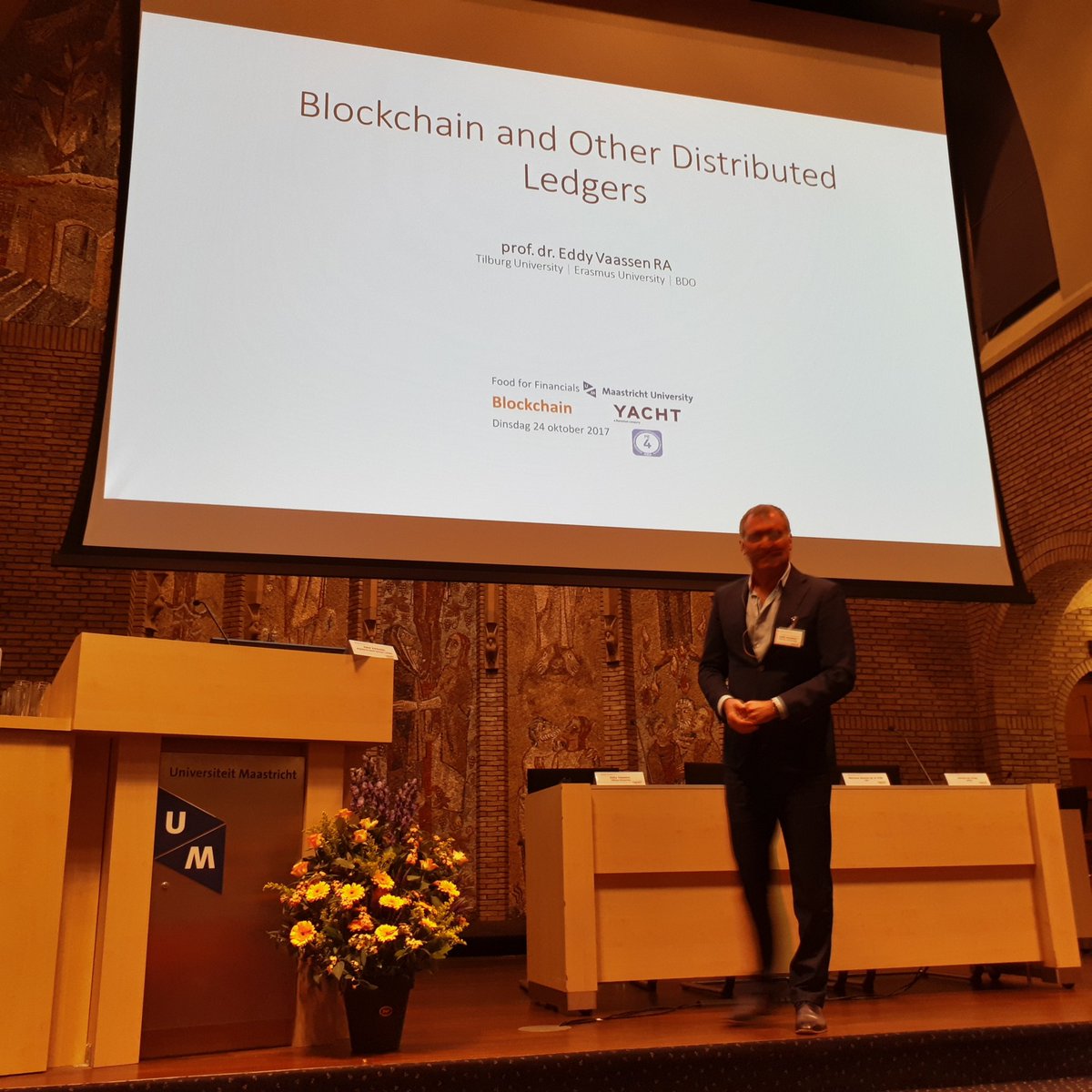 David_Vandev's tweet photo. Ready for the 1st guestspeaker from the #FoodForFinancials at Maastricht Uni with thanks to our Dutch colleagues from #Yacht #Misja Bouma https://t.co/A85CvCBLWo
